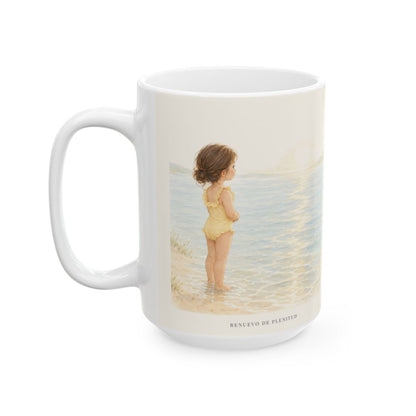 Esfuérzate y sé valiente | Taza de inspiración bíblica | Josué 1:9 — 15 oz · Cara ilustrada