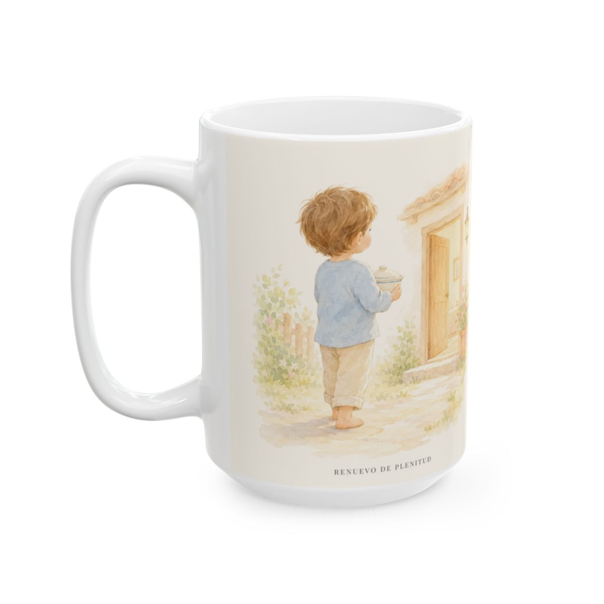 Yo y mi casa serviremos a Jehová | Taza cristiana en dos tamaños | Josué 24:15 — 15 oz · Cara ilustrada