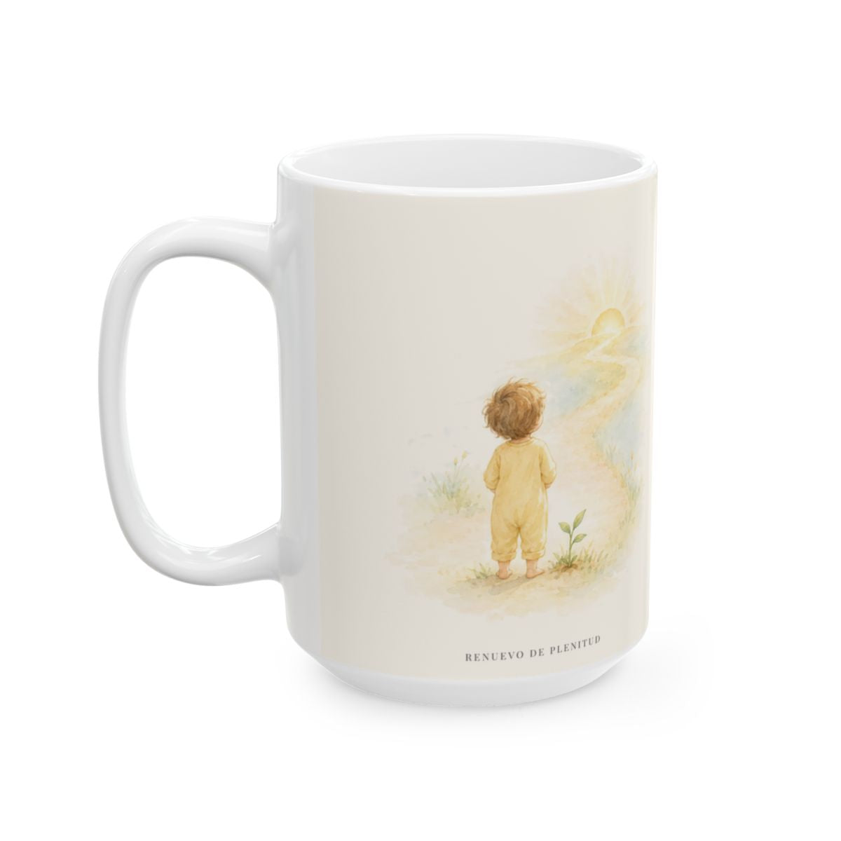 Dios terminará la buena obra que empezó en mí | Taza bíblica de cerámica | Filipenses 1:6 — 15 oz · Cara ilustrada