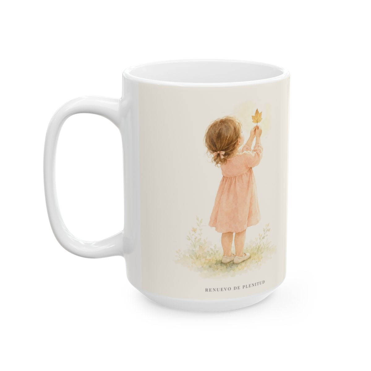 El Señor se alegra de mí | Taza bíblica de cerámica | Deuteronomio 7:6 — 15 oz · Cara ilustrada
