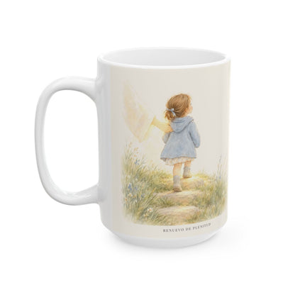 El Señor no te dejará caer | Taza devocional de fe | Salmo 55:22 — 15 oz · Cara ilustrada