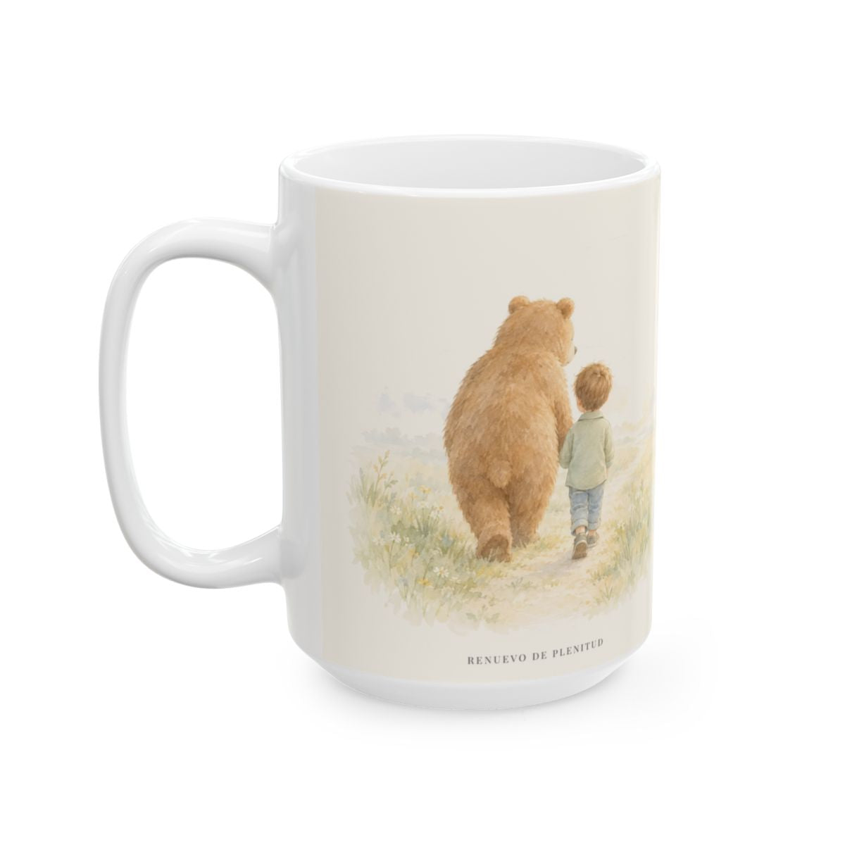 El Señor no te dejará solo | Taza cristiana en dos tamaños | Deuteronomio 31:8 — 15 oz · Cara ilustrada