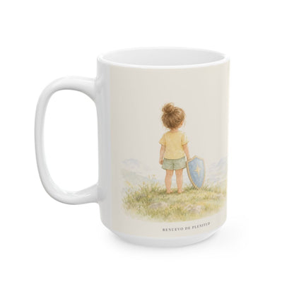 Con mi Dios asaltaré ejércitos | Taza cristiana en dos tamaños | Salmo 18:29 — 15 oz · Cara ilustrada