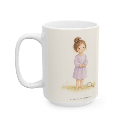 Dios me arma contra las astucias del enemigo | Taza de fe para cada mañana | Efesios 6:11 — 15 oz · Cara ilustrada