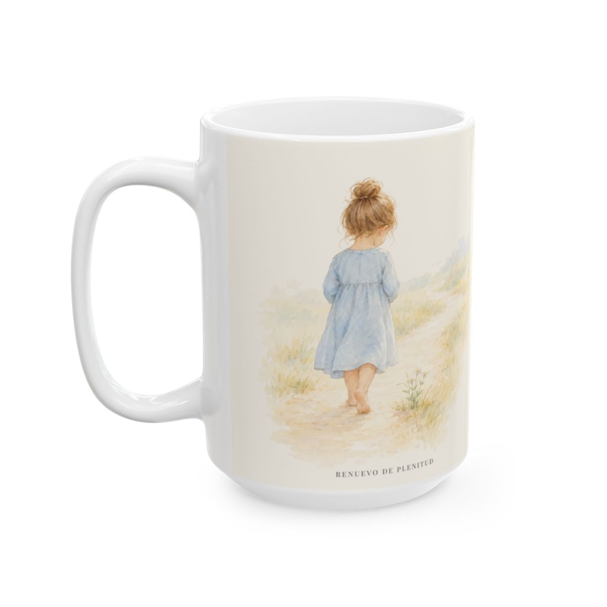 El Señor conduce con ternura a las que tienen cría | Taza de fe para cada mañana | Isaías 40:11 — 15 oz · Cara ilustrada