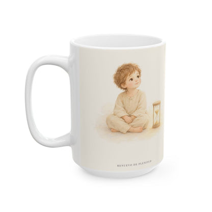 En la paciencia de Dios encuentro reposo | Taza cristiana con frase devocional | Santiago 1:19 — 15 oz · Cara ilustrada