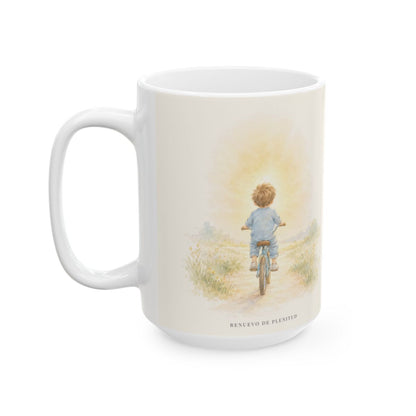 Dios es fiel y no deja a medias lo que promete | Taza bíblica de cerámica | Filipenses 1:6 — 15 oz · Cara ilustrada