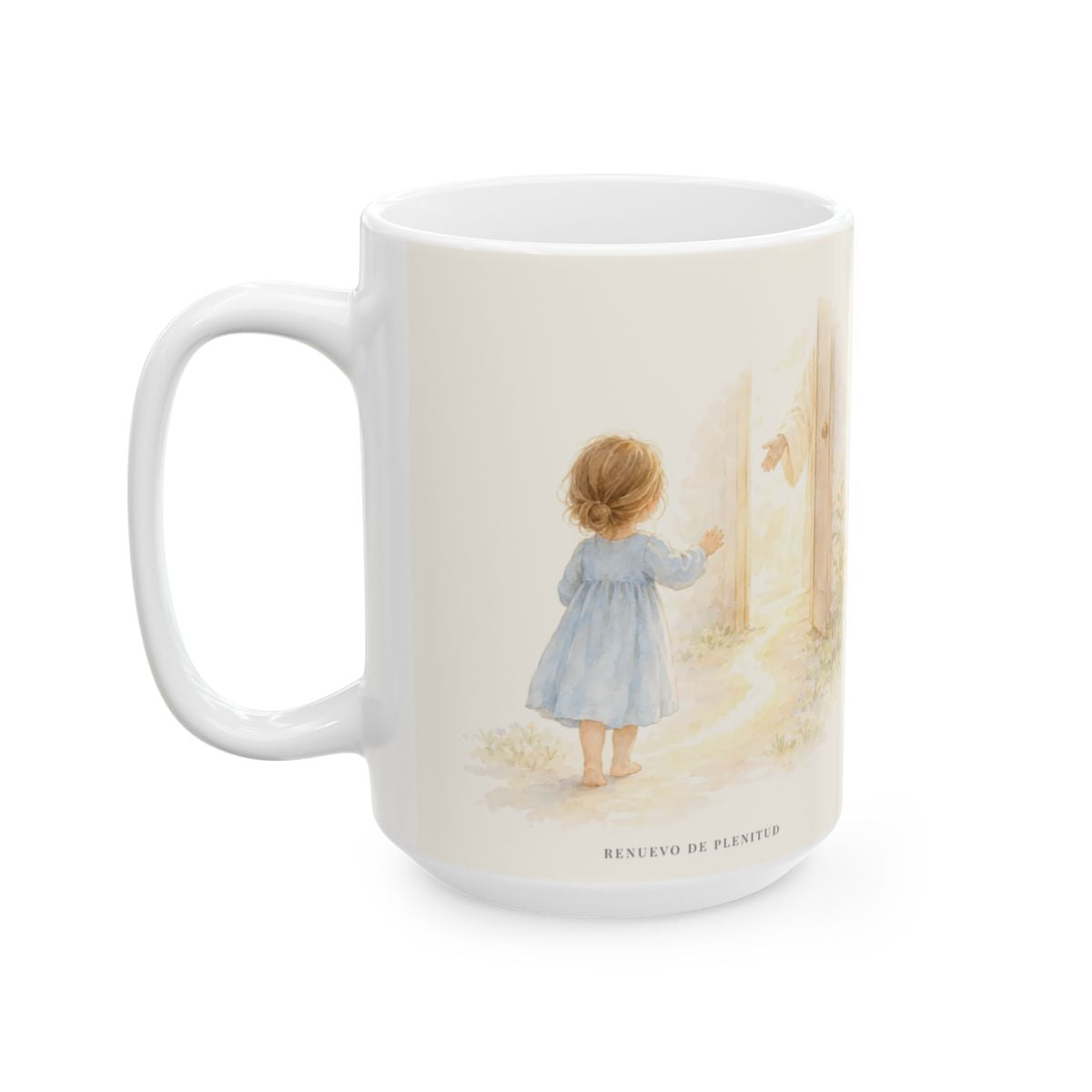 Dios me busca para encontrarme | Taza con arte cristiano | 1 Reyes 19:12 — 15 oz · Cara ilustrada