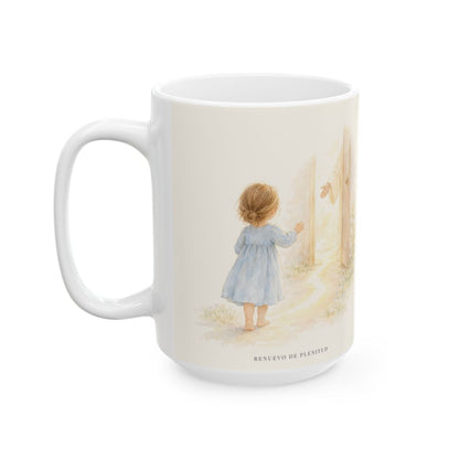 Dios me busca para encontrarme | Taza con arte cristiano | 1 Reyes 19:12 — 15 oz · Cara ilustrada