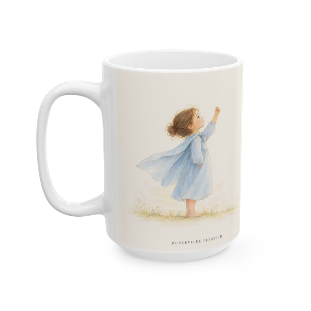 Dios me da un espíritu de poder y de amor | Taza de fe para cada mañana | 2 Timoteo 1:7 — 15 oz · Cara ilustrada