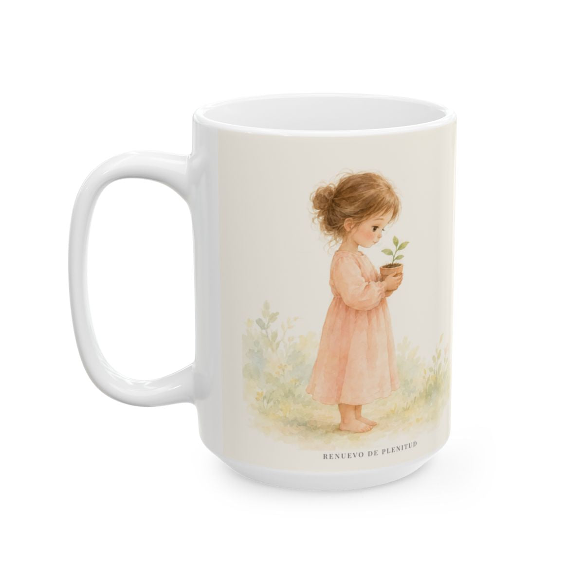 El Señor es lento para la ira | Taza devocional de fe | Santiago 1:19 — 15 oz · Cara ilustrada