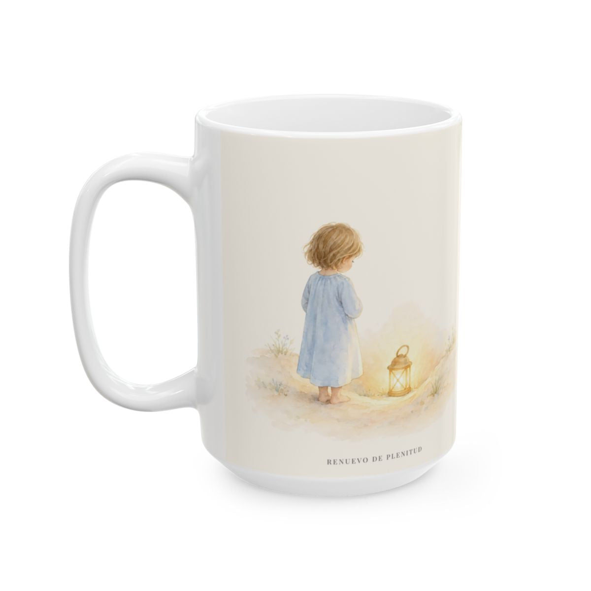 Aun en lo más hondo, allí está Dios | Taza cristiana con frase devocional | Salmo 139:8 — 15 oz · Cara ilustrada