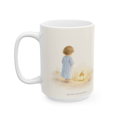Aun en lo más hondo, allí está Dios | Taza cristiana con frase devocional | Salmo 139:8 — 15 oz · Cara ilustrada