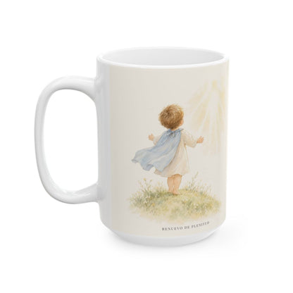 El Padre me conoce y aún así me llama suyo | Taza bíblica para café | 1 Juan 3:1 — 15 oz · Cara ilustrada