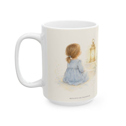 Mi fortaleza viene del Señor | Taza cristiana en dos tamaños | Isaías 41:10 — 15 oz · Cara ilustrada