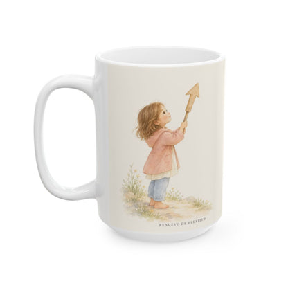 Que Él sea el centro de todo | Taza cristiana en dos tamaños | Juan 3:30 — 15 oz · Cara ilustrada