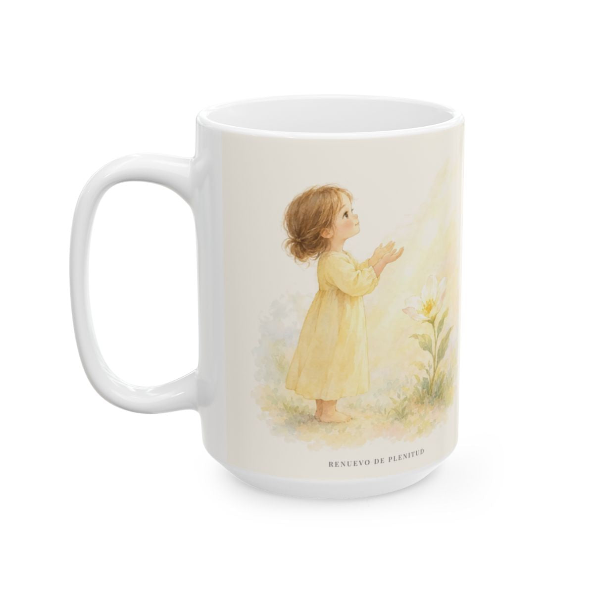 Dios se deja ver por el corazón sencillo | Taza de inspiración bíblica | Mateo 5:8 — 15 oz · Cara ilustrada