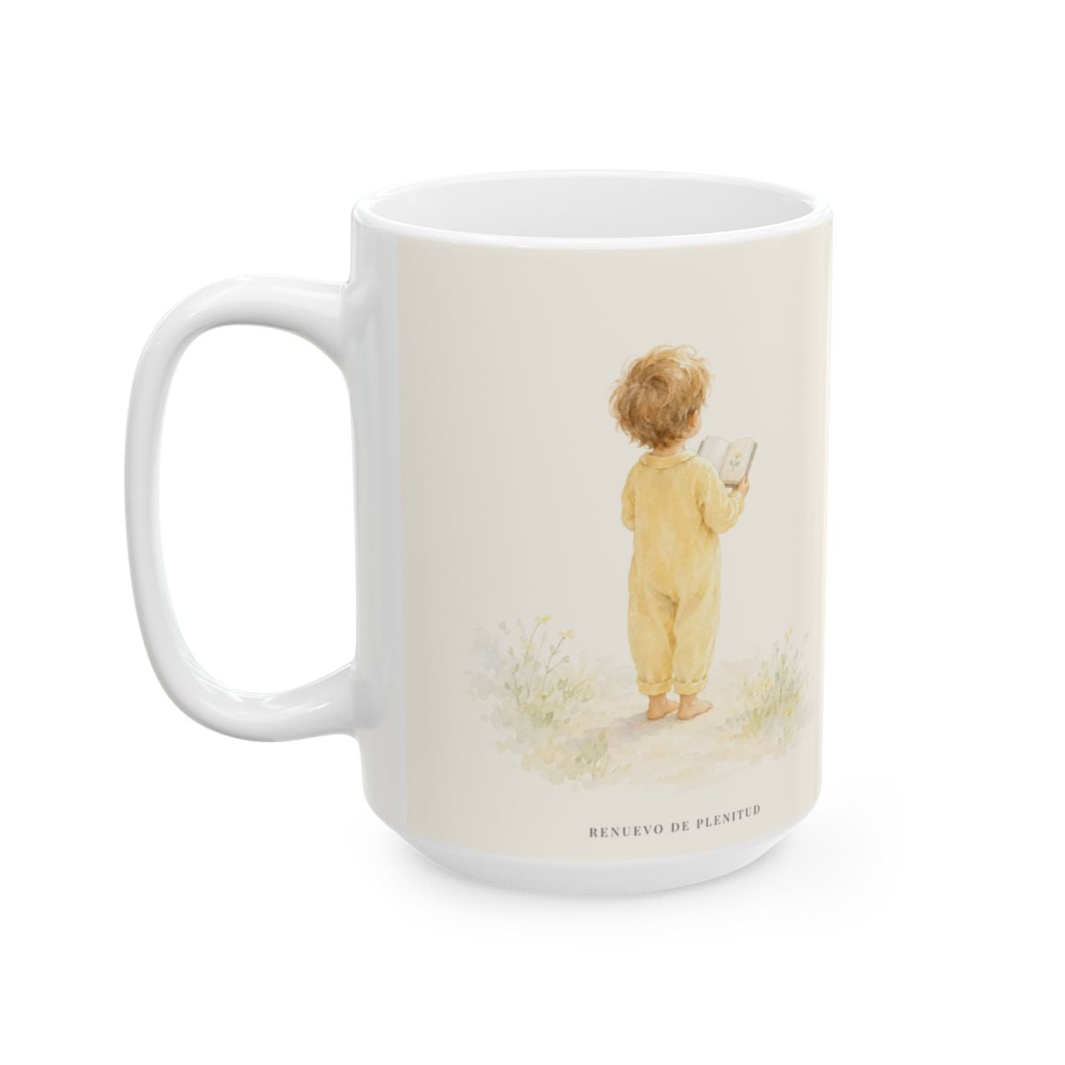 Dios guarda su pacto por mil generaciones | Taza devocional de fe | Deuteronomio 7:9 — 15 oz · Cara ilustrada