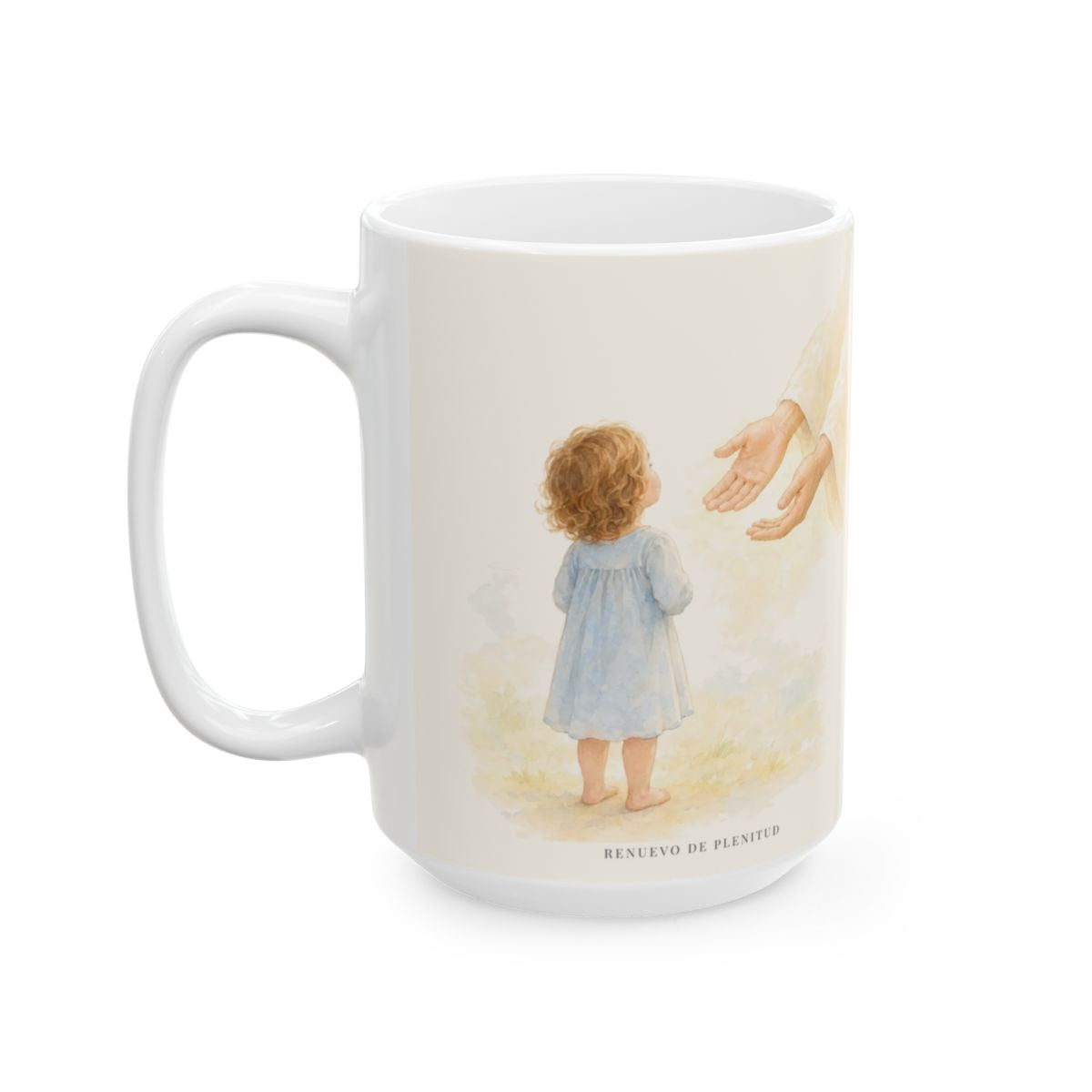 Dios me responde sin echármelo en cara | Taza devocional ilustrada | Santiago 1:5 — 15 oz · Cara ilustrada