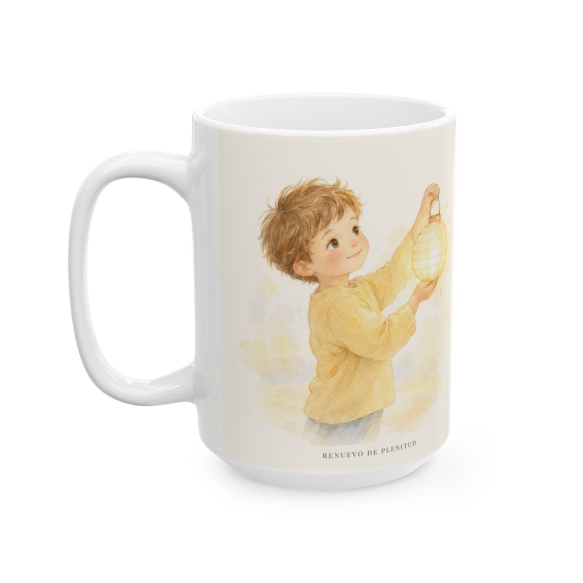 Era tiempo de hacer fiesta y regocijarnos | Taza de inspiración bíblica | Lucas 15:24 — 15 oz · Cara ilustrada