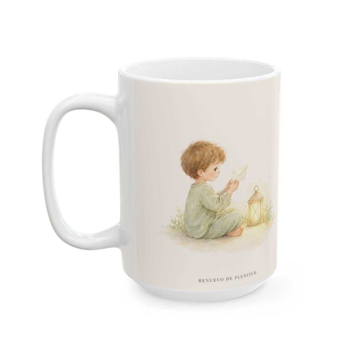 Cristo pagó lo que yo no podía pagar | Taza cristiana con frase devocional | Romanos 5:8 — 15 oz · Cara ilustrada