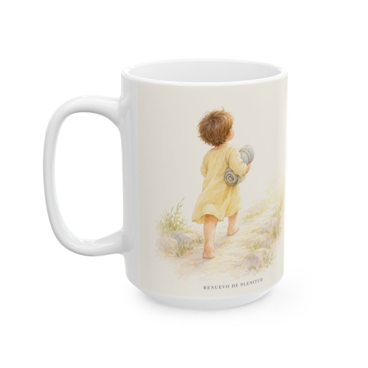 Levántate, toma tu lecho y anda | Taza cristiana en dos tamaños | Juan 5:8 — 15 oz · Cara ilustrada