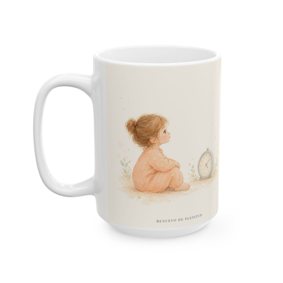 Esfuérzate, y aliéntese tu corazón | Taza bíblica para café | Salmo 27:14 — 15 oz · Cara ilustrada