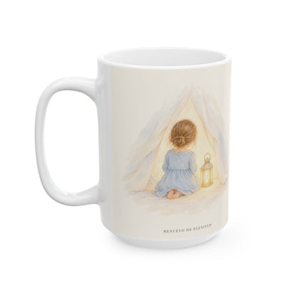 En Dios estoy seguro y conocido | Taza cristiana en dos tamaños | Colosenses 3:3 — 15 oz · Cara ilustrada