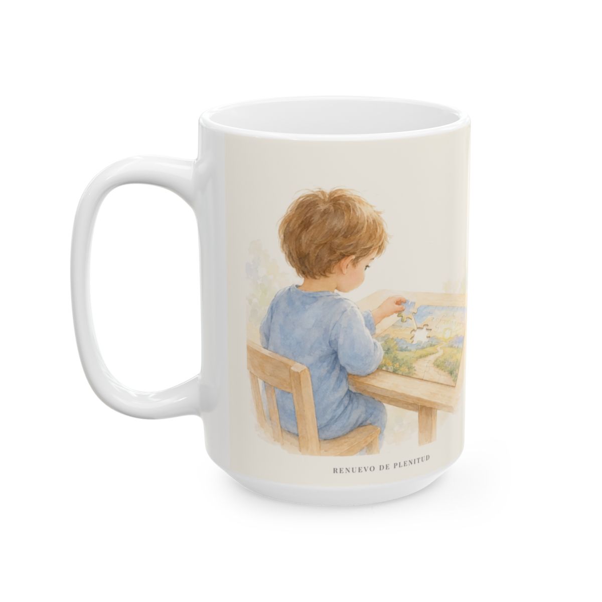 Jesús es el autor y consumador de nuestra fe | Taza cristiana con frase devocional | Hebreos 12:2 — 15 oz · Cara ilustrada