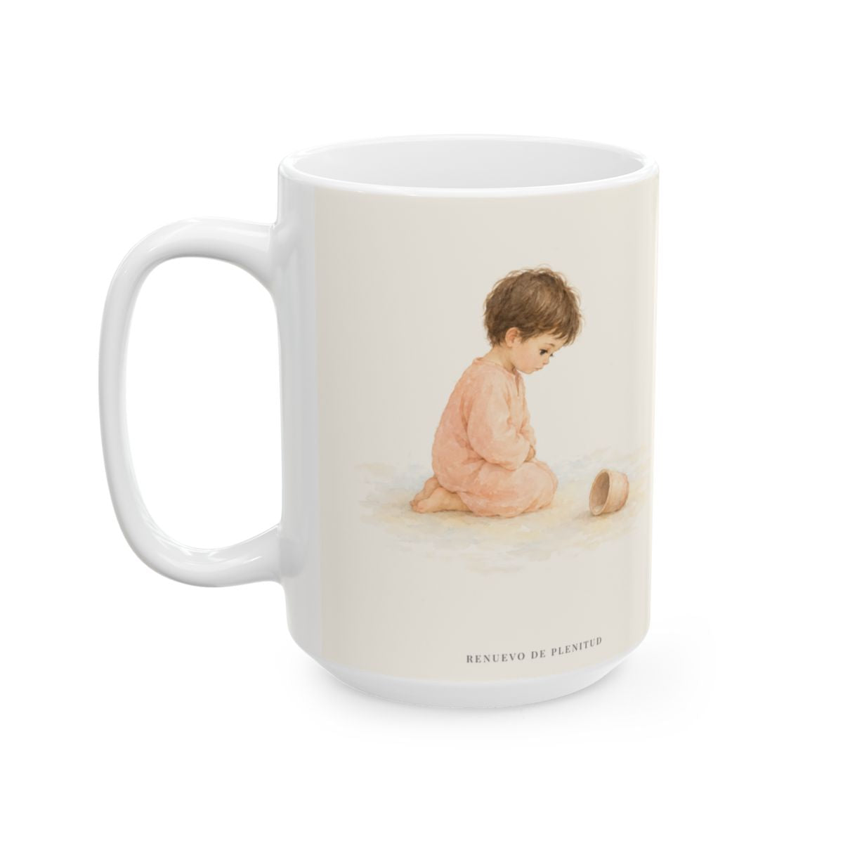 En mi debilidad se perfecciona su poder | Taza devocional de fe | 2 Corintios 12:9 — 15 oz · Cara ilustrada