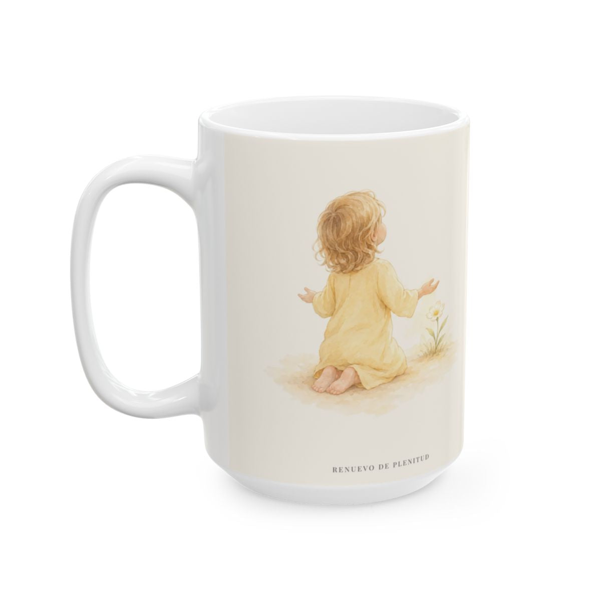 Venid, adoremos y postrémonos | Taza de inspiración bíblica | Salmo 95:6 — 15 oz · Cara ilustrada