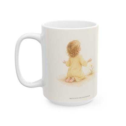 Venid, adoremos y postrémonos | Taza de inspiración bíblica | Salmo 95:6 — 15 oz · Cara ilustrada