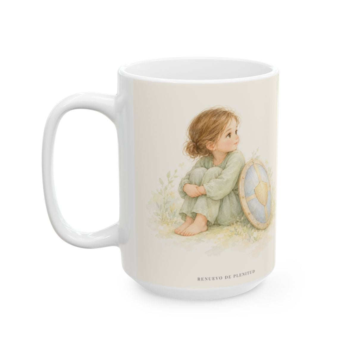 Dios es mi escudo alrededor | Taza cristiana para regalar | Salmo 3:3 — 15 oz · Cara ilustrada