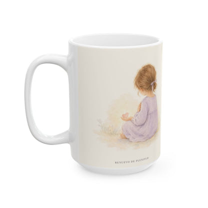 Participar de sus padecimientos me acerca a Él | Taza devocional ilustrada | Filipenses 3:10 — 15 oz · Cara ilustrada
