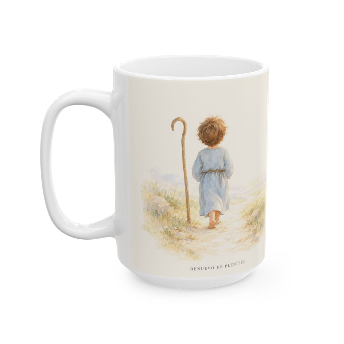 Aunque ande en valle de sombra, Tú estás conmigo | Taza cristiana en dos tamaños | Salmo 23:4 — 15 oz · Cara ilustrada