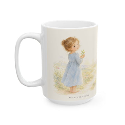 En Cristo soy nueva criatura | Taza bíblica de cerámica | 2 Corintios 5:17 — 15 oz · Cara ilustrada