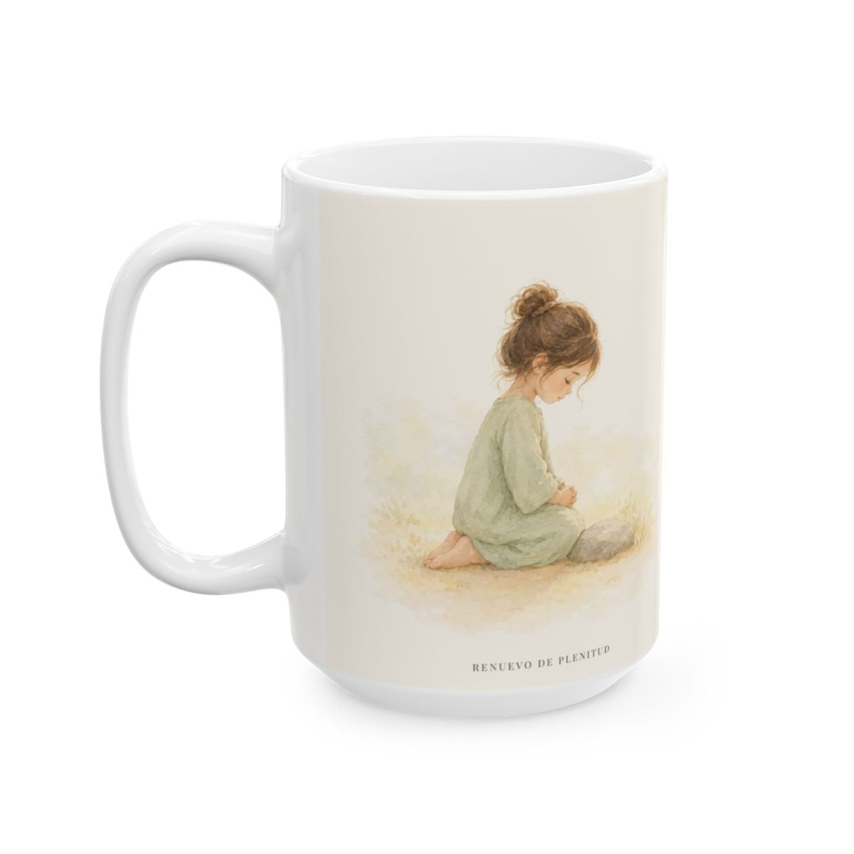 El Señor es la Roca donde descanso | Taza de fe para cada mañana | Salmo 95:6 — 15 oz · Cara ilustrada
