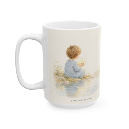 Dios me conoció antes de nacer | Taza bíblica para café | Jeremías 1:5 — 15 oz · Cara ilustrada