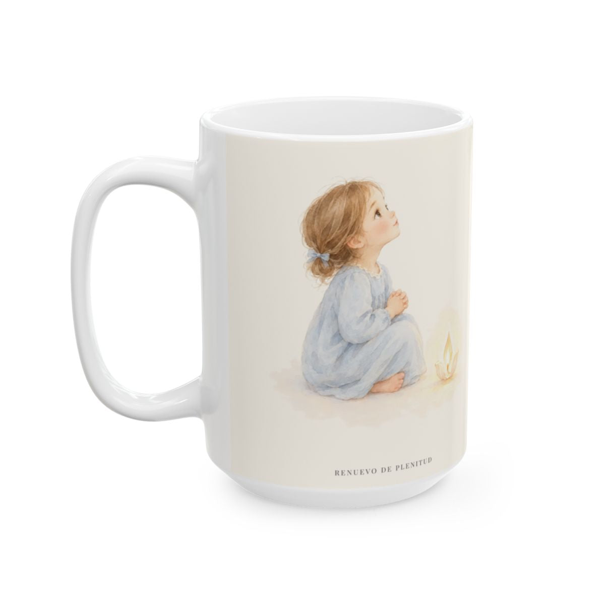 Dios escucha mi oración más callada | Taza devocional de fe | Salmo 10:17 — 15 oz · Cara ilustrada
