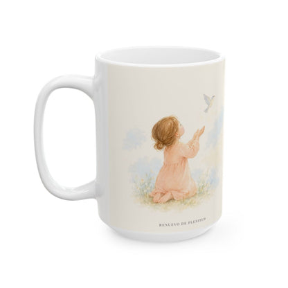 La paz de Dios guardará tu corazón | Taza cristiana con frase devocional | Filipenses 4:6 — 15 oz · Cara ilustrada