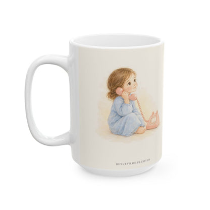 Dios responde a los que le llaman de verdad | Taza con arte cristiano | Salmo 145:18 — 15 oz · Cara ilustrada