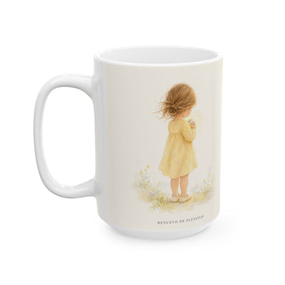 Dios me eligió como su tesoro | Taza bíblica de cerámica | Deuteronomio 7:6 — 15 oz · Cara ilustrada