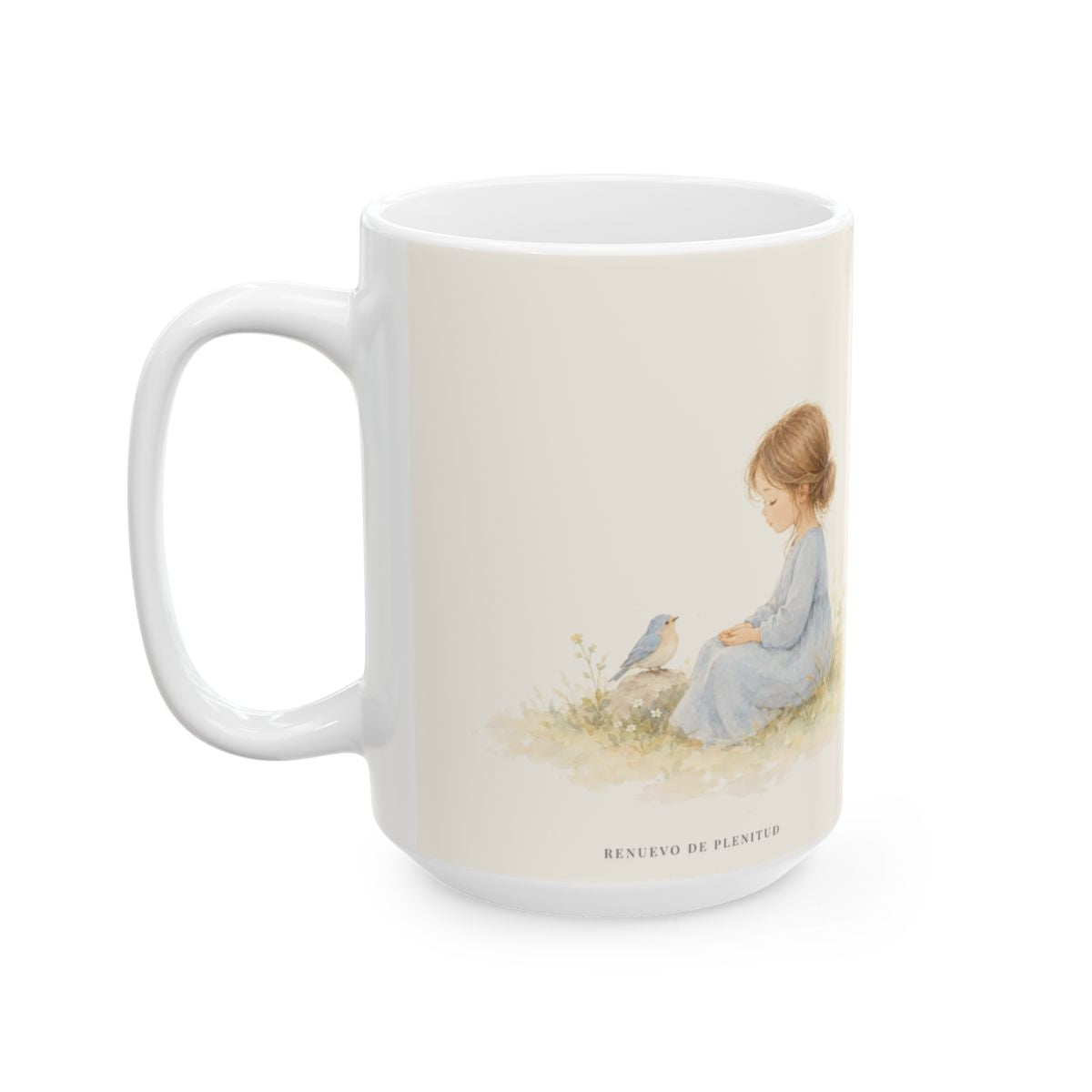 En la quietud, mi alma espera en Dios | Taza cristiana en dos tamaños | Salmo 62:1 — 15 oz · Cara ilustrada