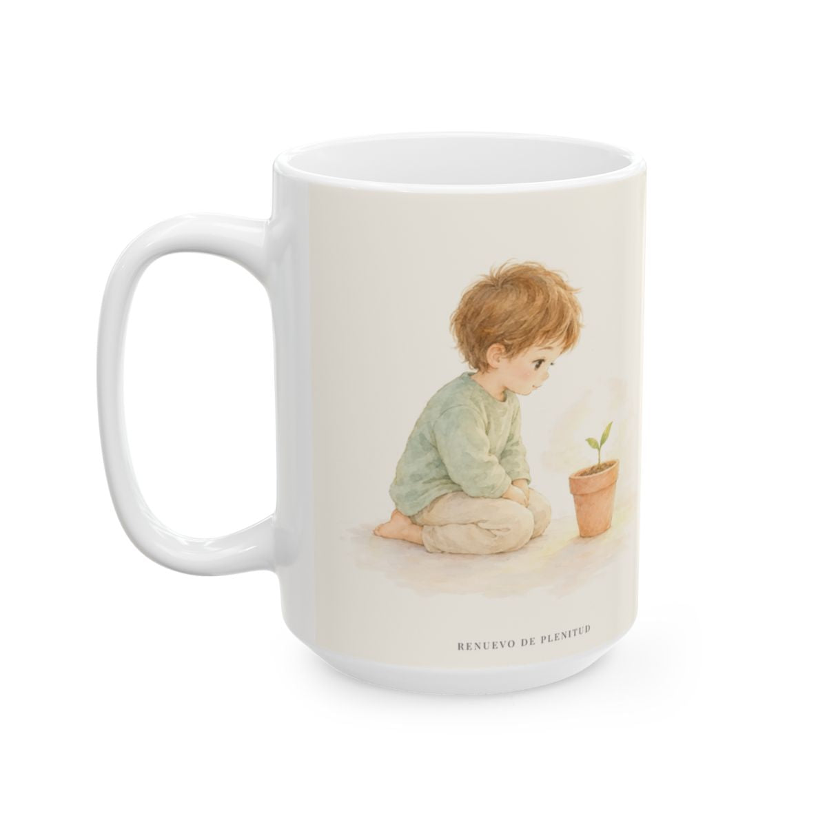 El Señor nunca llega tarde | Taza de inspiración bíblica | Salmo 27:14 — 15 oz · Cara ilustrada