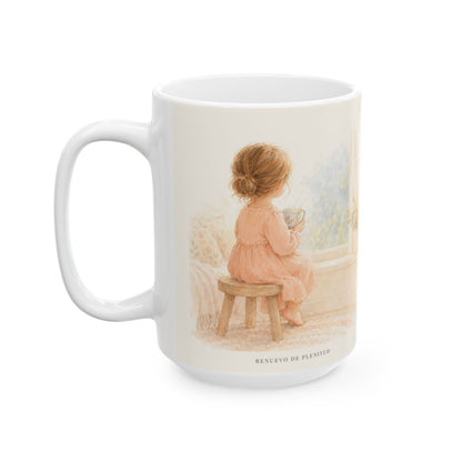Serás precioso a los ojos de Dios | Taza bíblica de cerámica | Isaías 43:4 — 15 oz · Cara ilustrada
