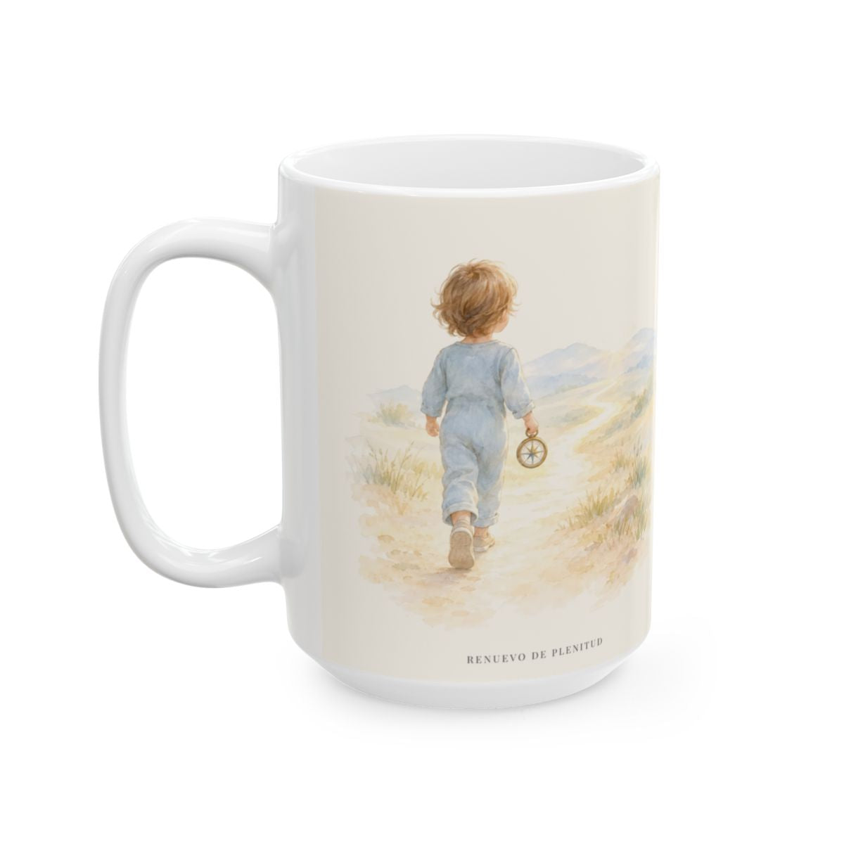 Esfuérzate y sé valiente, porque Jehová va contigo | Taza con arte cristiano | Josué 1:9 — 15 oz · Cara ilustrada