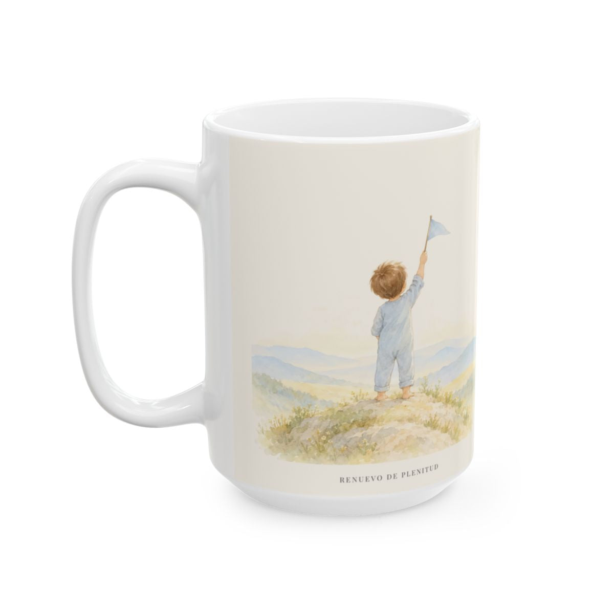 Gracias a Dios, que nos da la victoria | Taza devocional de fe | 1 Corintios 15:57 — 15 oz · Cara ilustrada