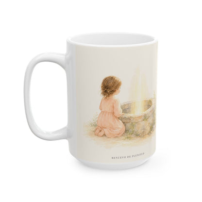 Su amor me alcanza donde yo no puedo | Taza con arte cristiano | Salmo 139:8 — 15 oz · Cara ilustrada