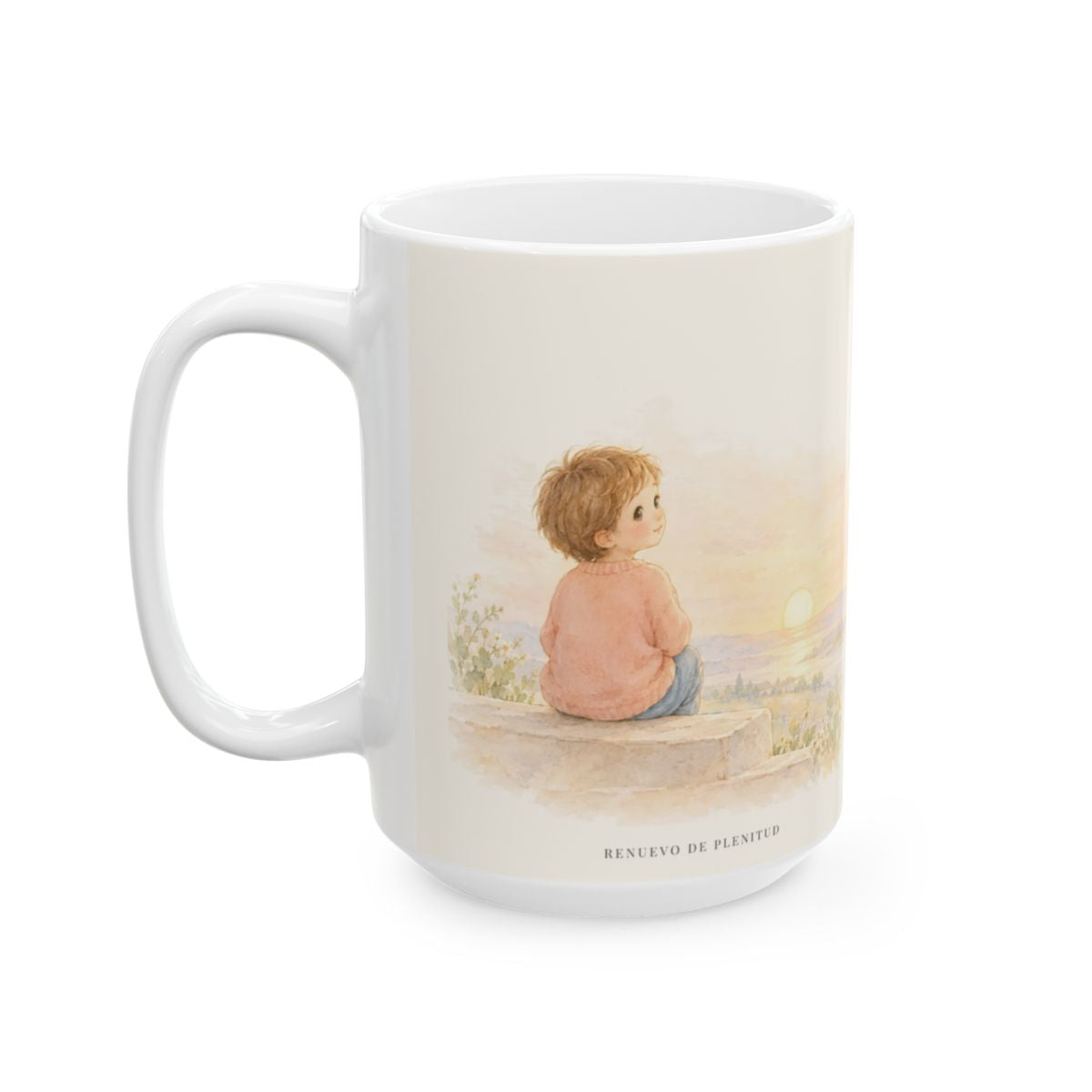 El día habla de la grandeza de Dios | Taza con arte cristiano | Salmo 19:1 — 15 oz · Cara ilustrada