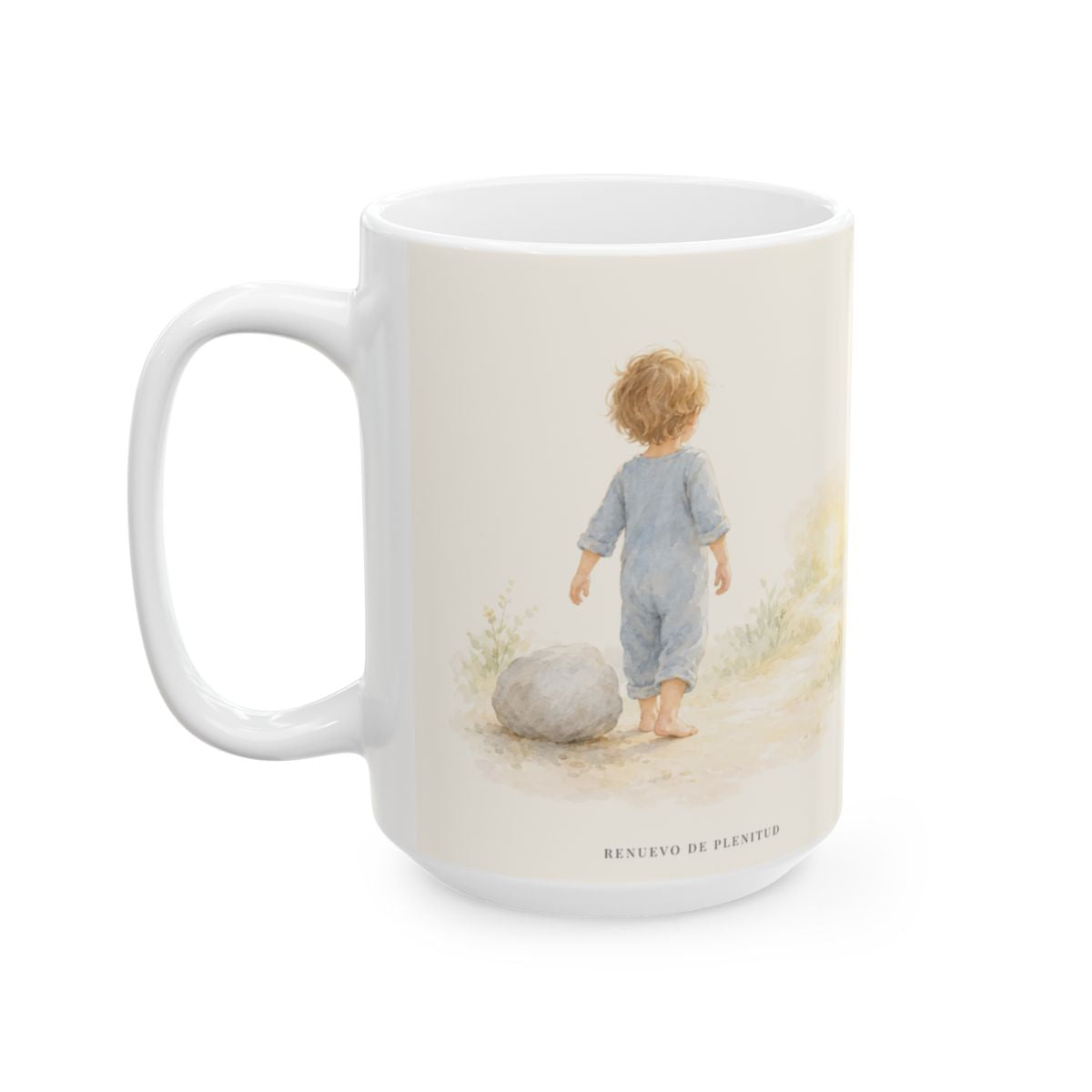 Ven a mí y yo te haré descansar | Taza con arte cristiano | Mateo 11:28 — 15 oz · Cara ilustrada